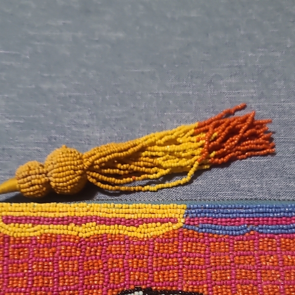 Anthropolgie Nathalie Lété Colorful Beaded Clutch with Tassel - Picture 3 of 7